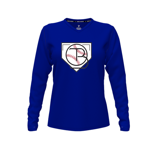 [FTLVCFRY-FYXS-LOGO1] Decker Comfort T-Shirt (Female Youth XS, Royal, V Neck, Logo 1, Long Sleeve)