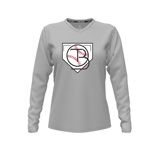 [FTLVCFGY-FYXS-LOGO1] Decker Comfort T-Shirt (Female Youth XS, Gray, V Neck, Logo 1, Long Sleeve)